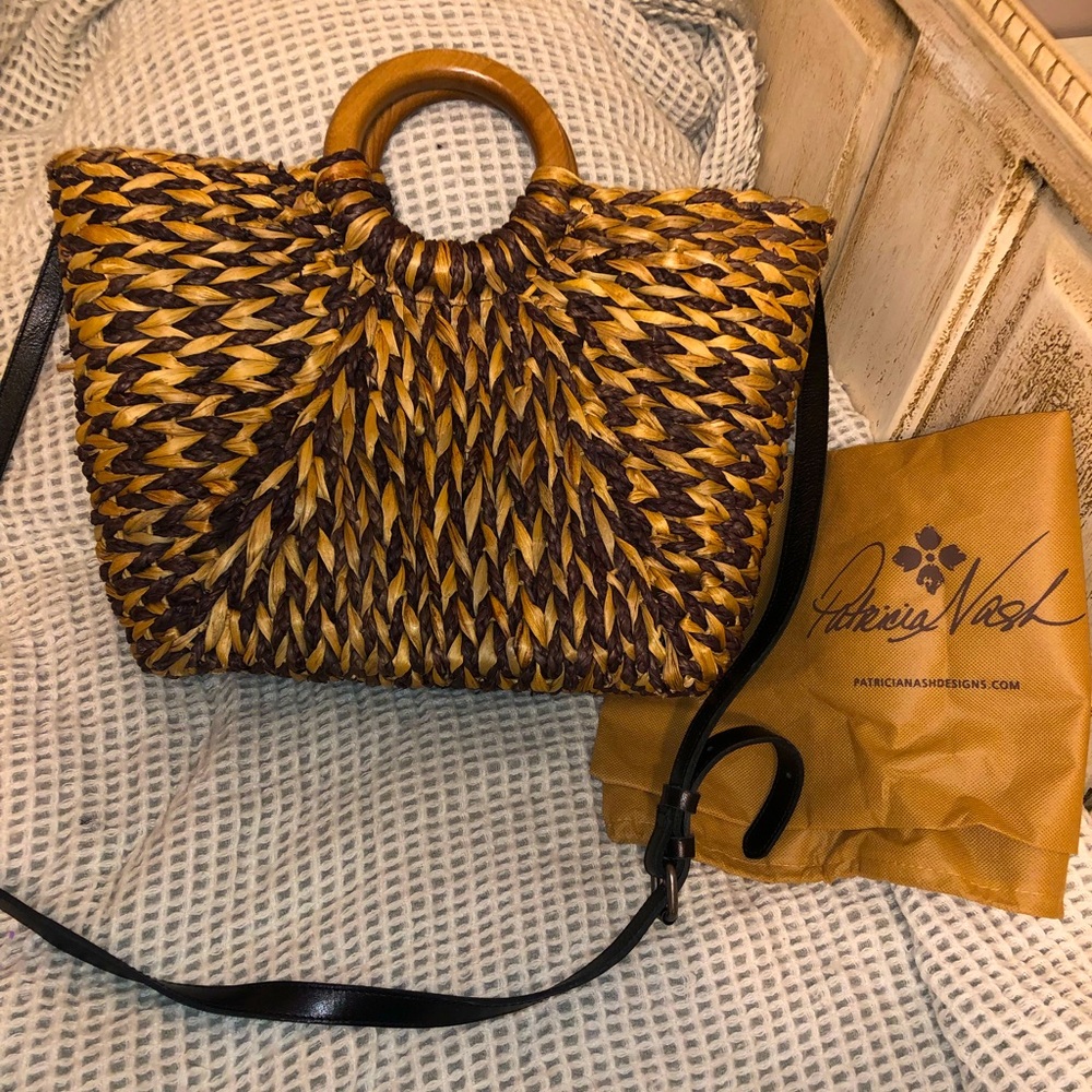 Patricia Nash Luzzara Brown Woven Straw Purse